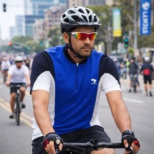 Bellwether‎ Cycling Jersey Blue White Men Small Slim Fit Bike Shirt 1/4 Zipper